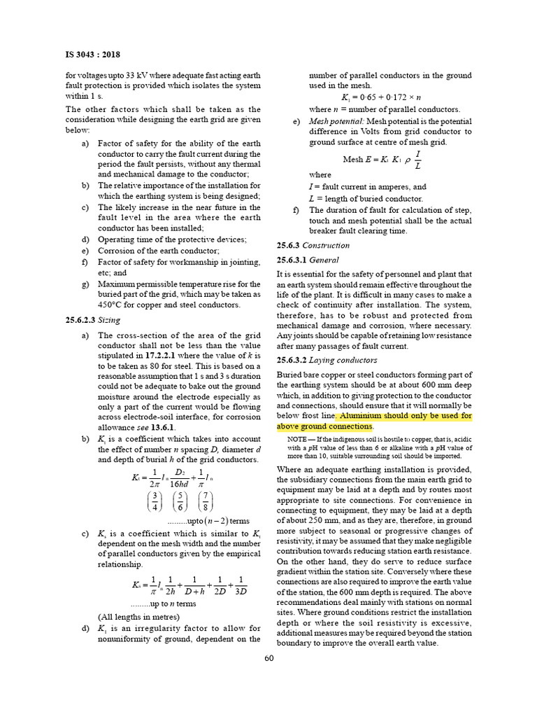 Is-3043-2018-Al Is Not Suitable For Earthing | PDF | Electrical ...