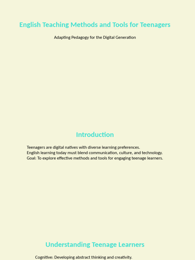 Engaging English Teaching for Teens | PDF | Learning | Teaching Method