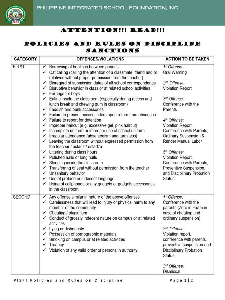 Policies and Rules On Discipline | PDF
