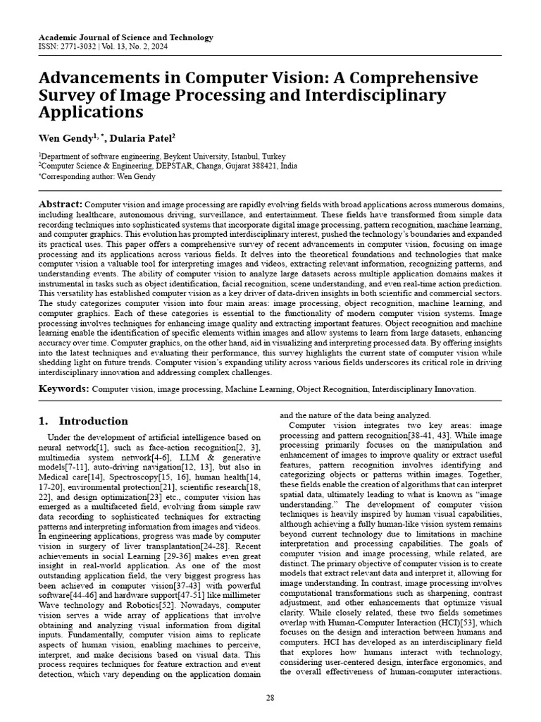 Advancements in Computer Vision Survey | PDF | Image Segmentation ...