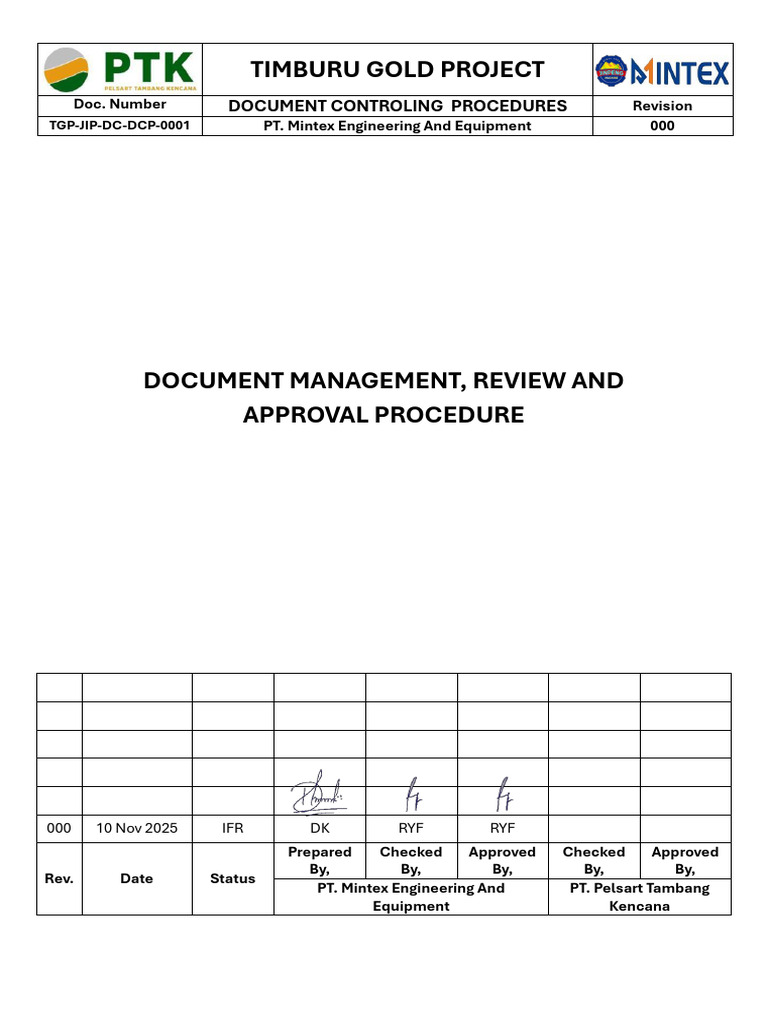 Timburu Gold Project Document Control Guide | PDF