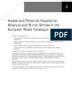 Wastes and Potential Hazards For Absolute and Mirror Entries in The European Waste Catalogue