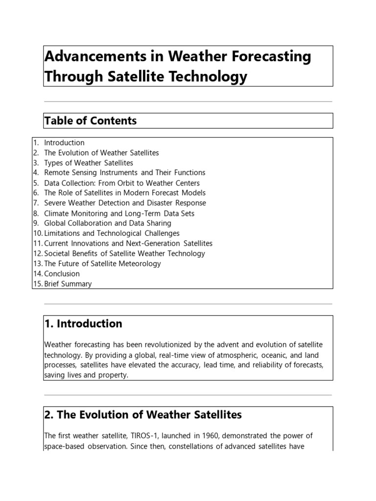 Advancements in Weather Forecasting Through Satellite Technology | PDF ...