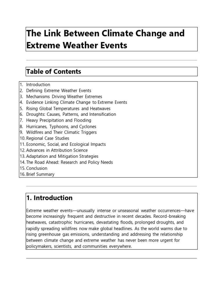 Climate Change and Extreme Weather Link | PDF | Climate Change ...
