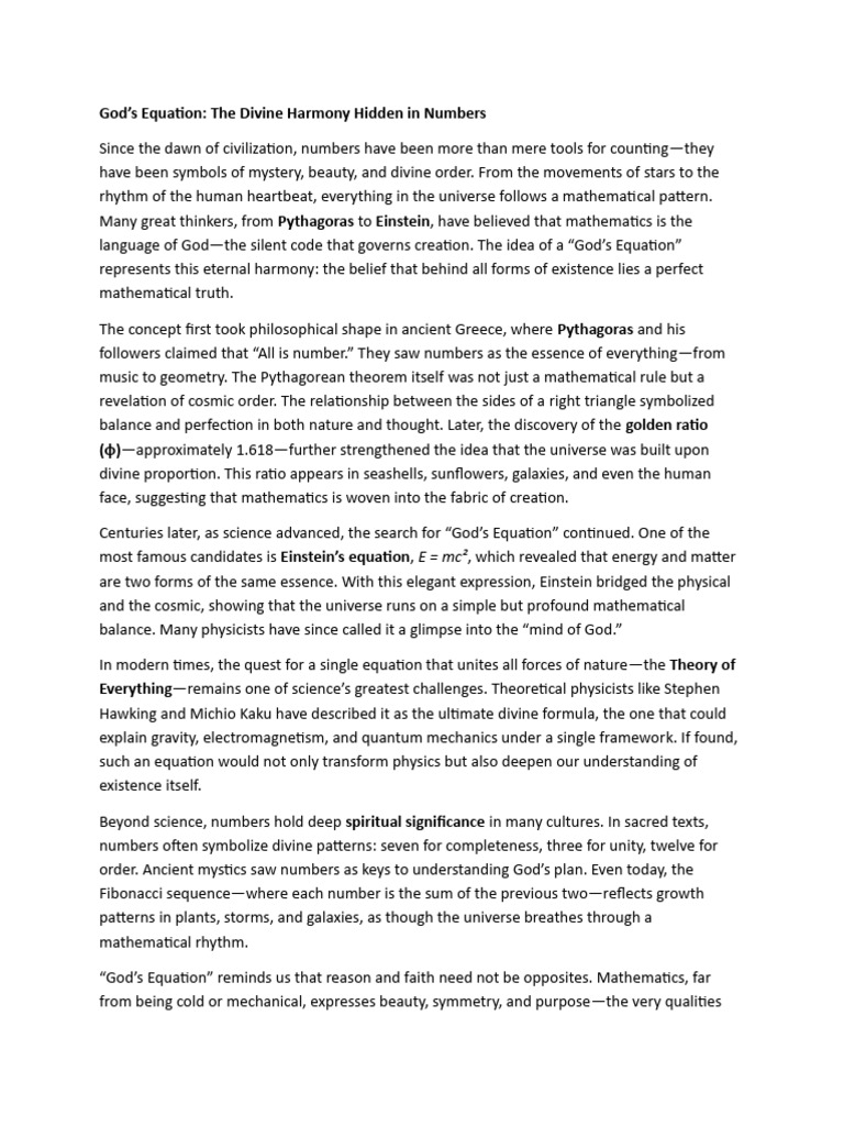 god | PDF | Mathematics | Universe
