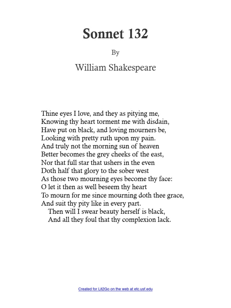 The Sonnets 132 Sonnet 132 | PDF