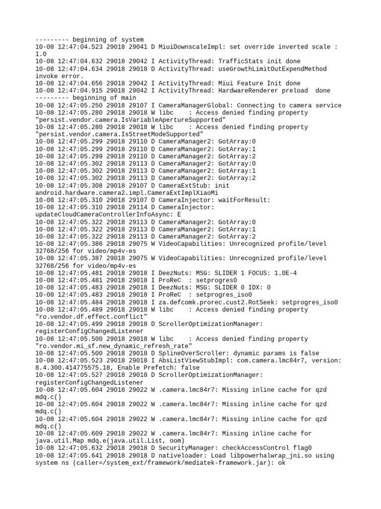 Camera Service Initialization Log | PDF | Computing | Computer Programming