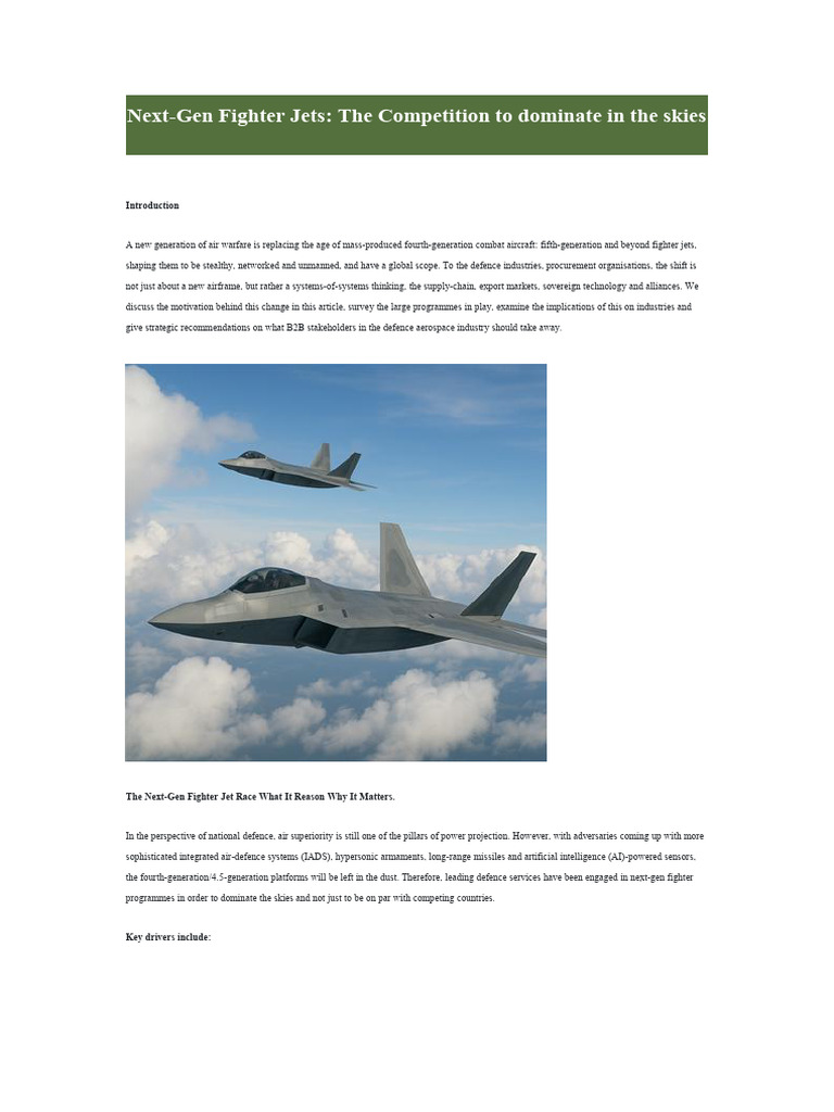 Next-Gen Fighter Jets: Industry Insights | PDF | Fighter Aircraft ...