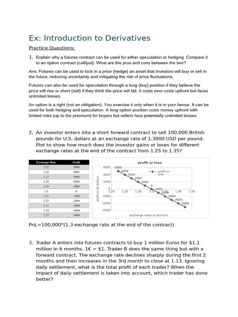 Tut 1a. Introduction To Derivatives | PDF | Futures Contract | Hedge ...