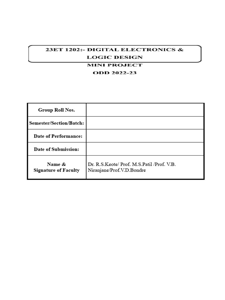 Deld Lab Mini Project Even 2024-25 | PDF