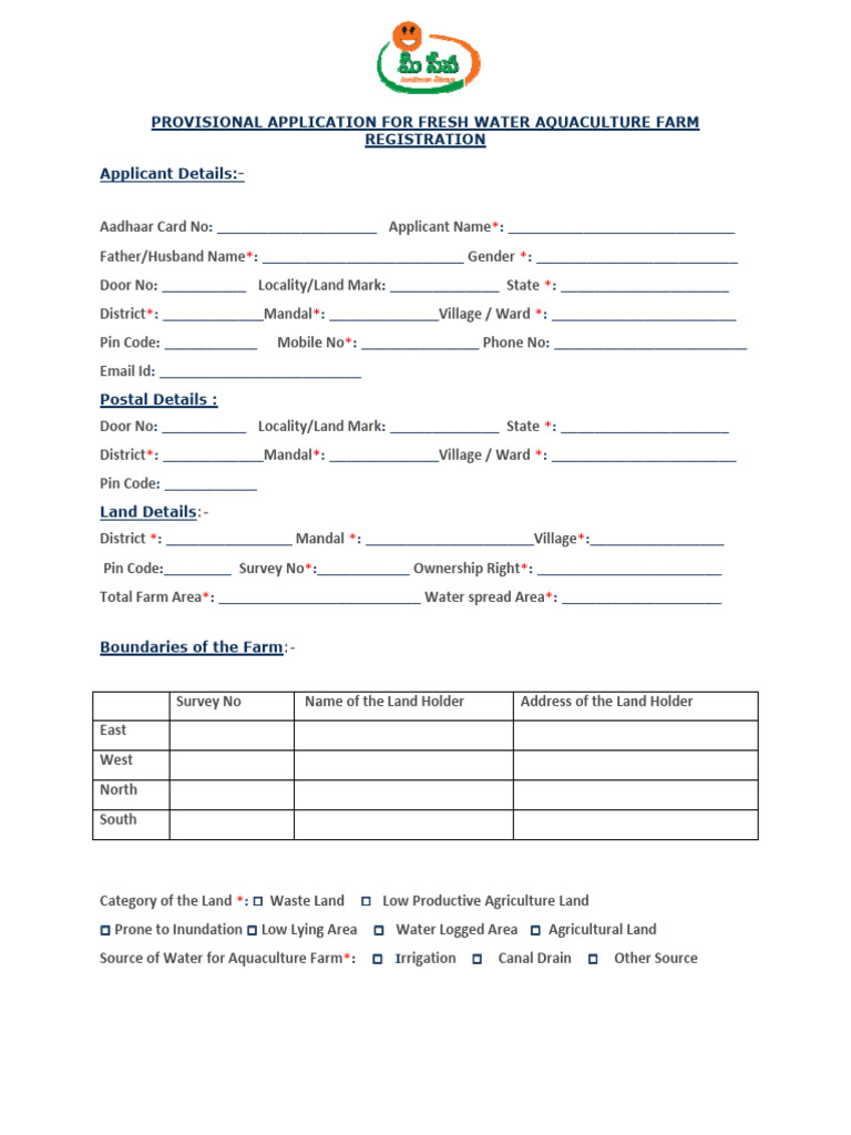 Fresh Water Aquaculture Farm Application | PDF