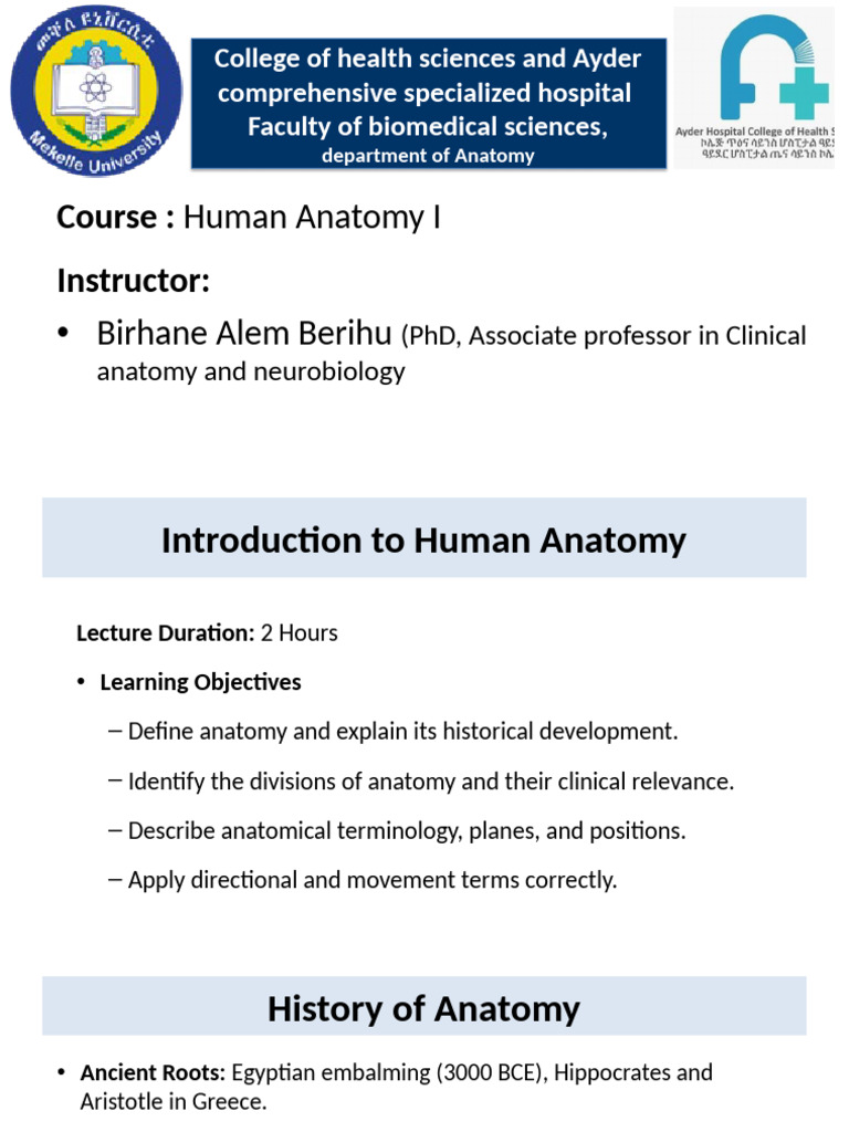 Human Anatomy I Course Overview | PDF | Human Leg | Anatomical Terms Of ...