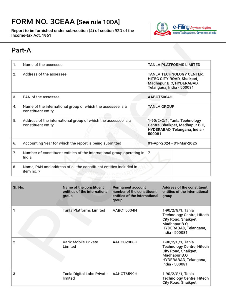 Tanla Platforms Limited Tax Report | PDF | Intangible Asset | Economies