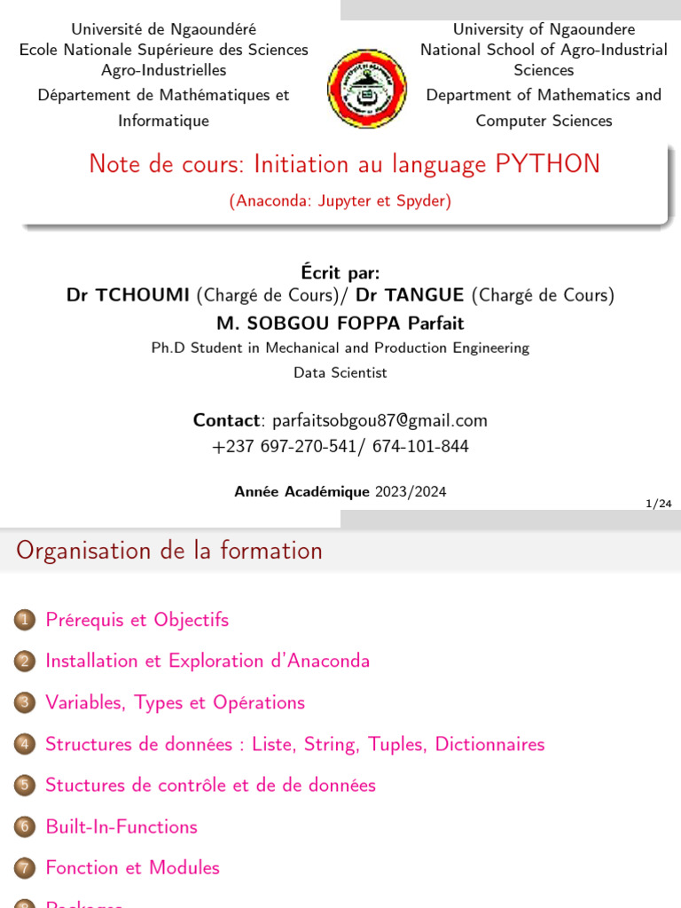 Initiation au langage Python avec Anaconda | PDF | Python (Langage de ...