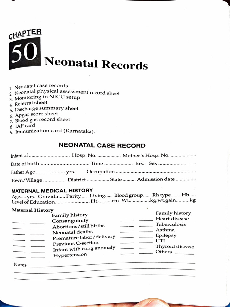 Neonatal Case Records and Assessment Sheets | PDF | Childbirth | Blood ...