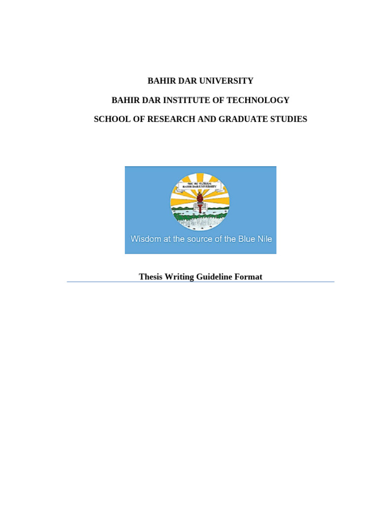 Thesis Writing Guidelines for BDU-BiT | PDF | Thesis | Note (Typography)