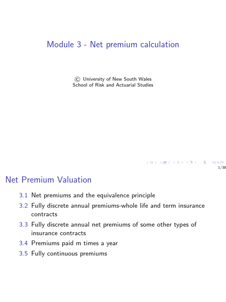 Net Premium Calculation in Insurance | PDF | Insurance | Present Value