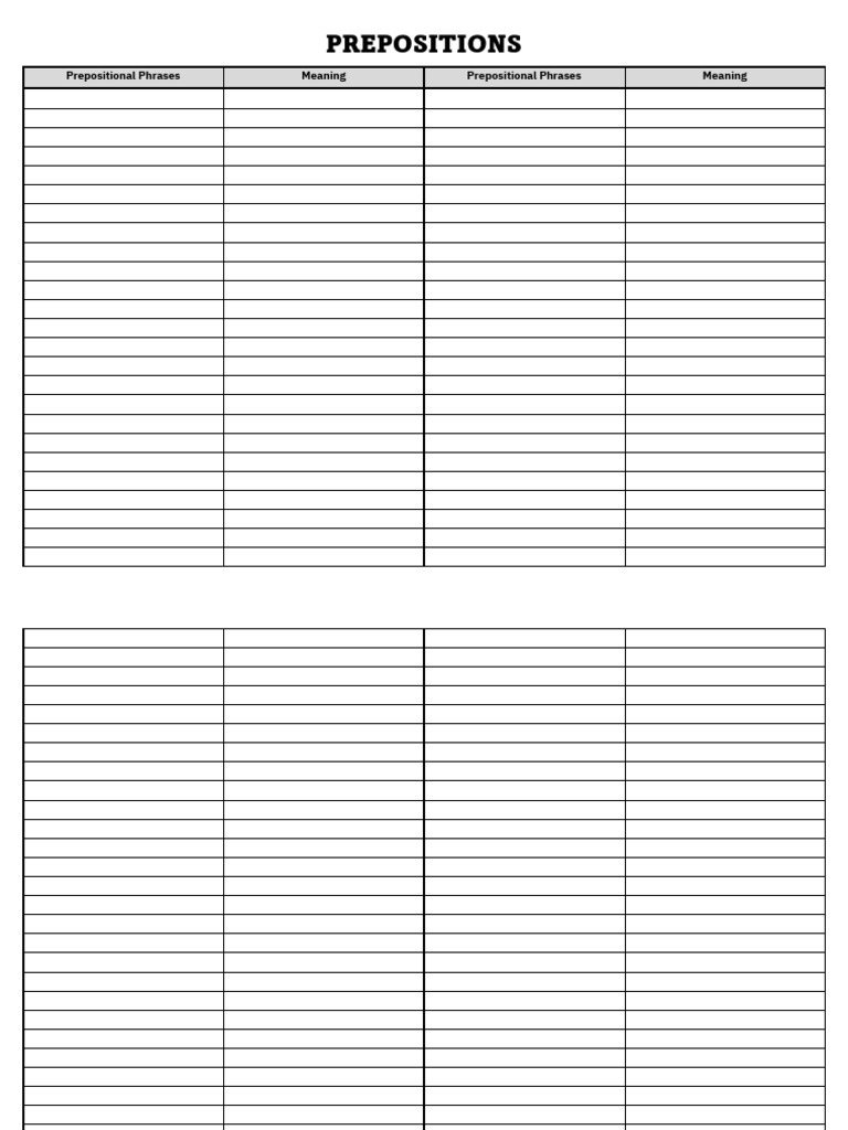 Prepositions Template | PDF