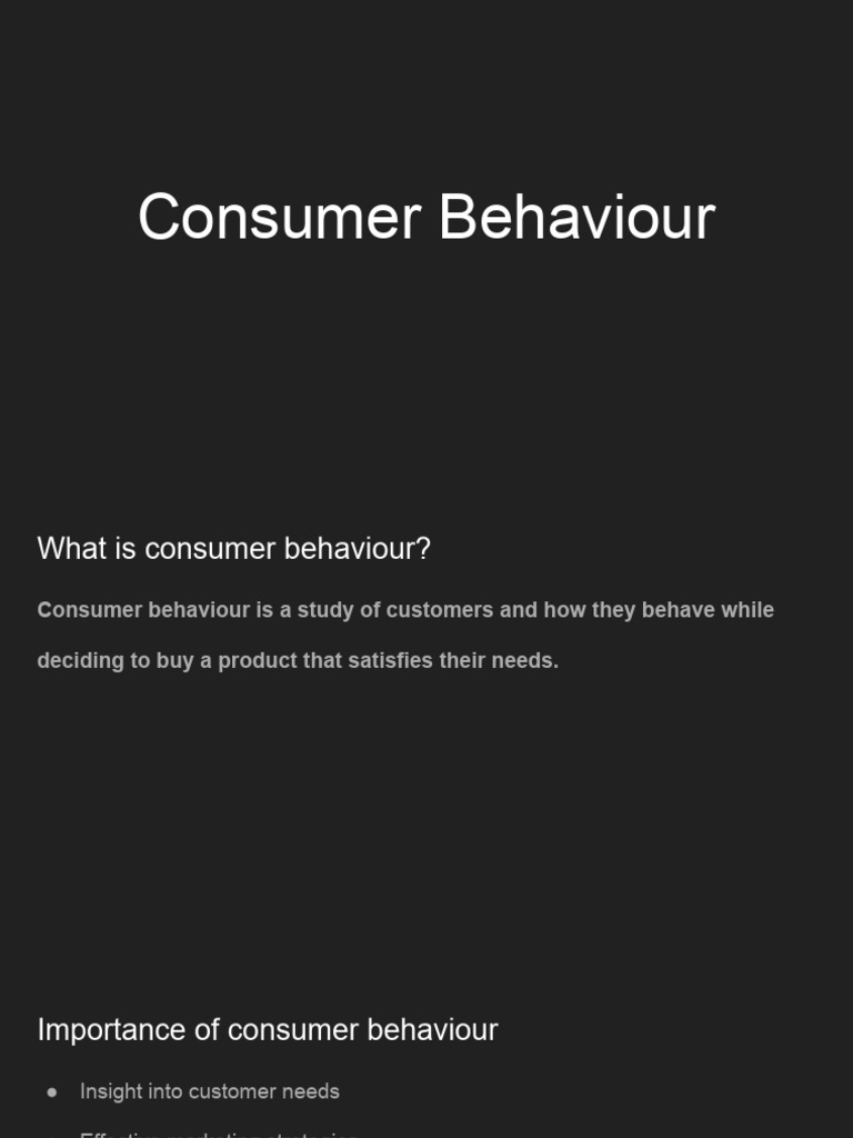 Understanding Consumer Behaviour Insights | PDF | Consumer Behaviour ...