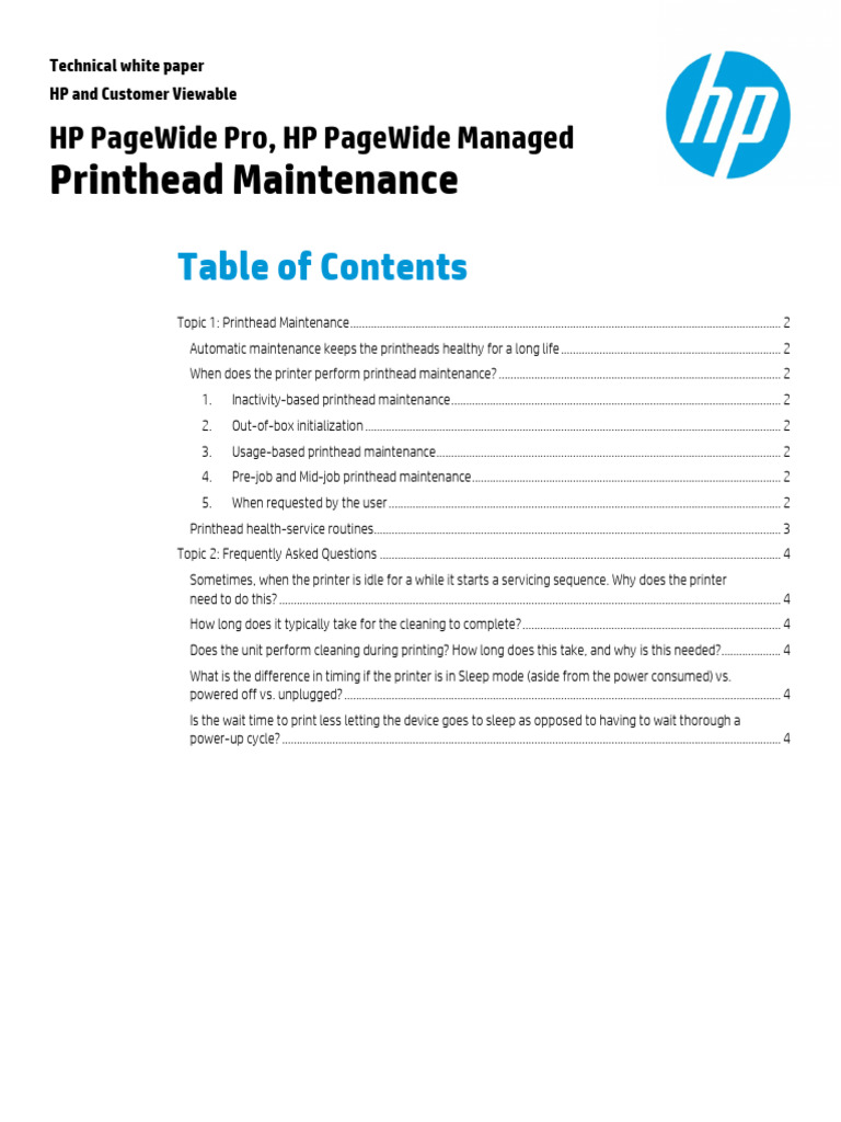 HP PageWide Printhead Maintenance Guide | PDF | Printer (Computing ...