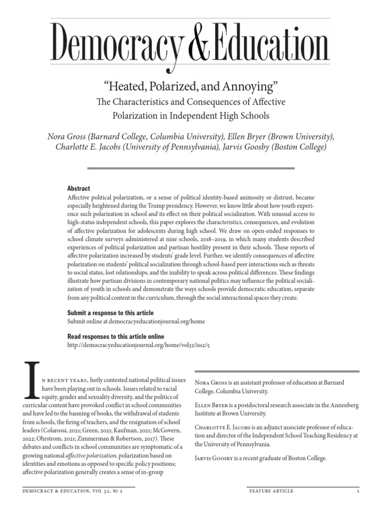 The Characteristics and Consequences of Affective Polarization | PDF ...