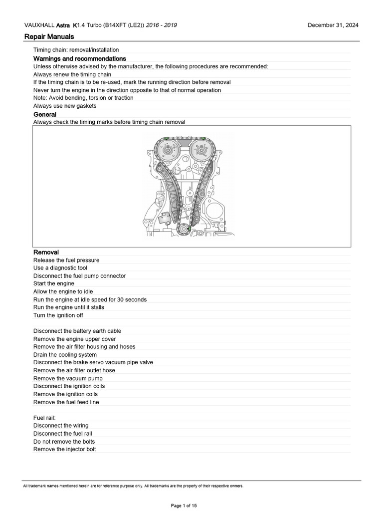 Vauxhall Astra K Timing Chain Guide | PDF | Belt (Mechanical) | Engine ...