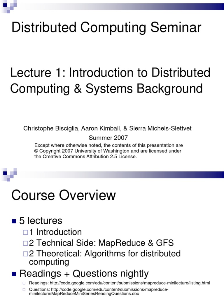 Distributed Computing Seminar | PDF | Parallel Computing | Network Socket
