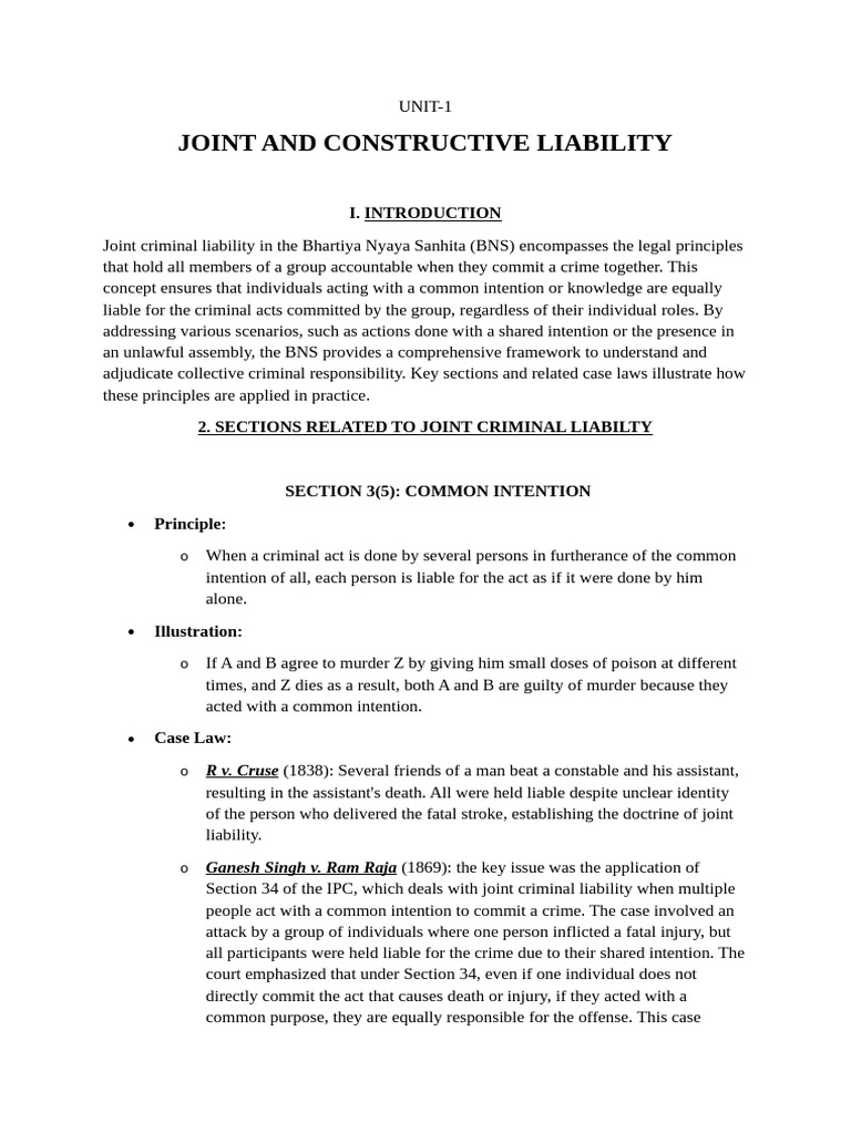 Joint Criminal Liability in BNS | PDF | Crimes | Crime & Violence