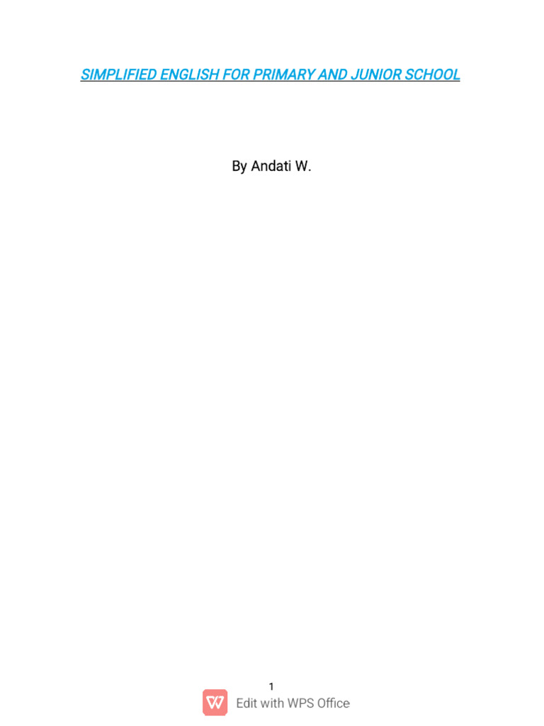 Simplified English for Primary Schools | PDF | Adverb | Verb
