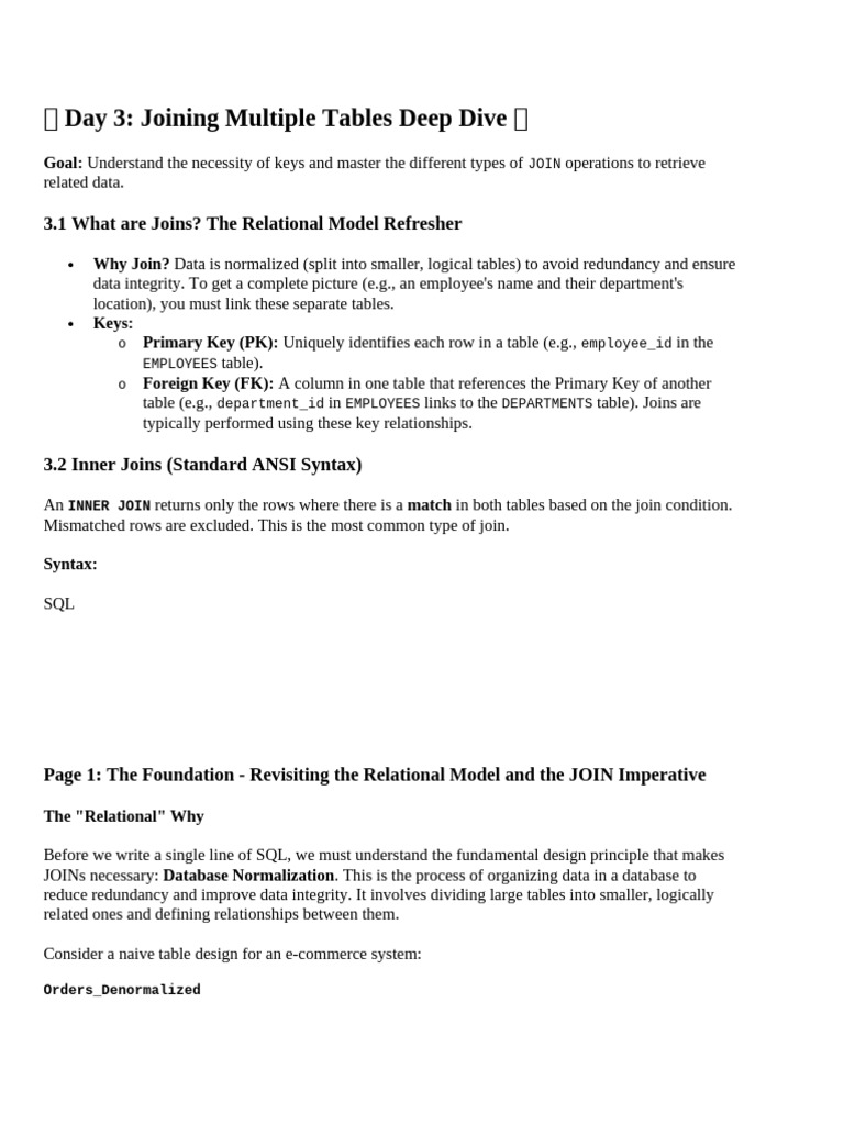 Mastering SQL JOINs: Types & Techniques | PDF | Table (Database ...