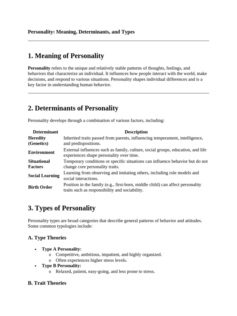 Understanding Personality: Types & Influences | PDF | Extraversion And ...