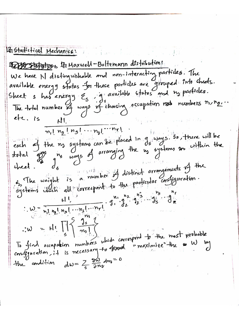 Stat Mech Derivations | PDF