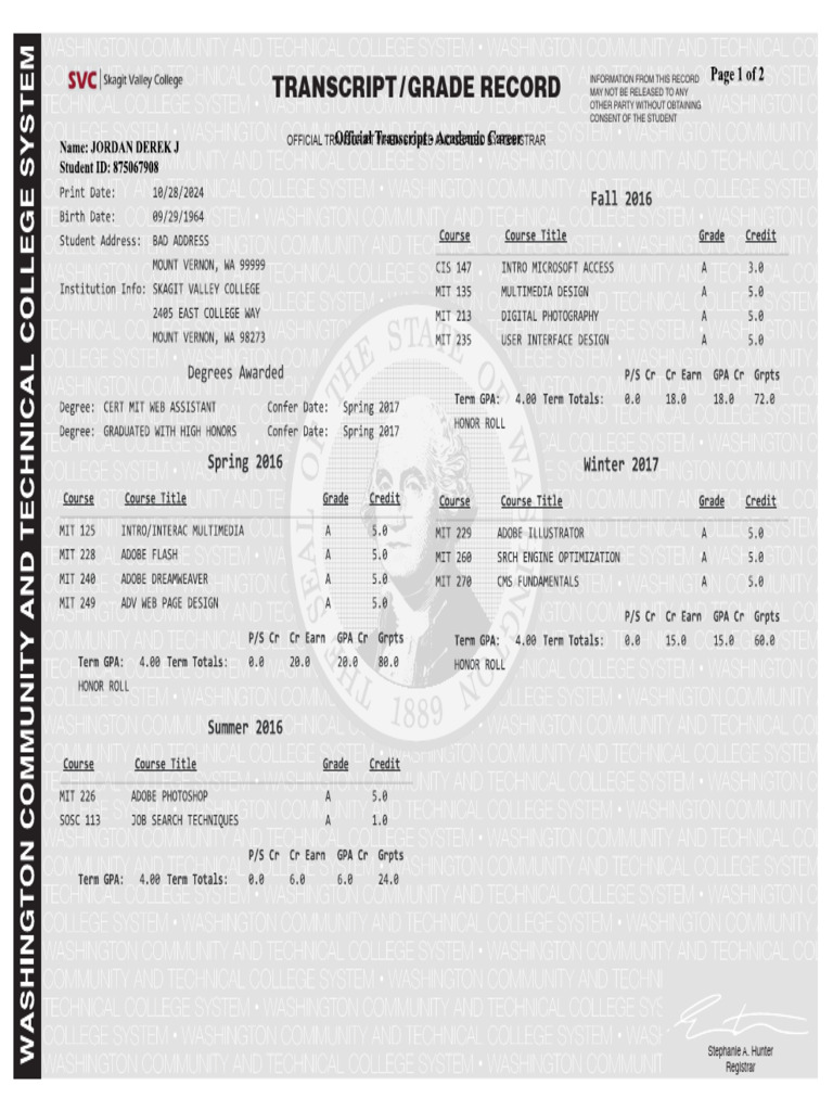 Derek Transcript | PDF