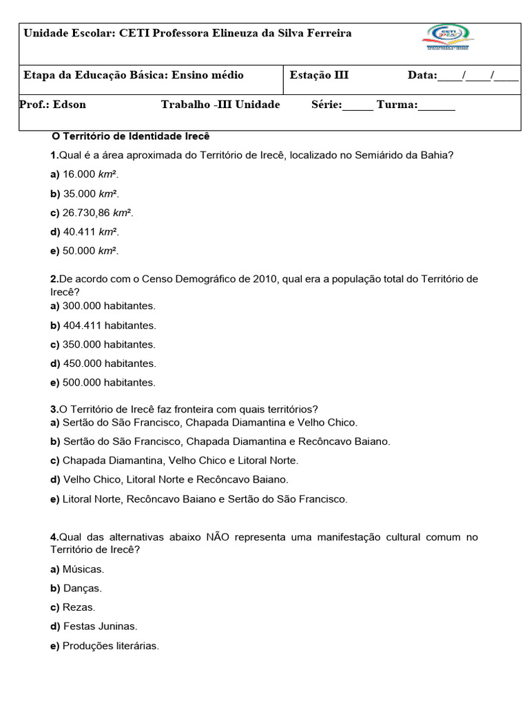 Território de Irecê: Cultura e Geografia | PDF