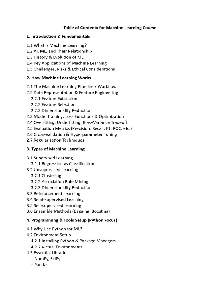 Comprehensive Machine Learning Course Guide | PDF | Machine Learning ...