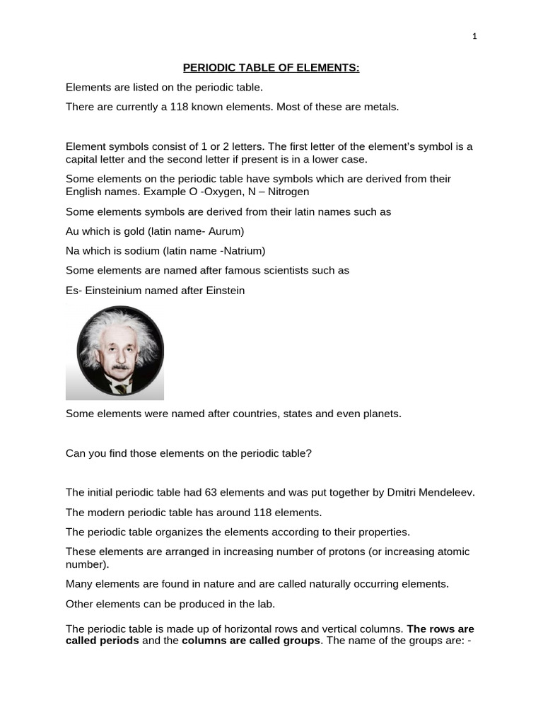 Overview of the Periodic Table Elements | PDF | Chemical Elements ...