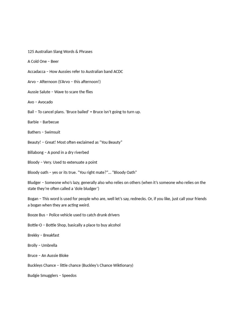 Australian Beer Slang Explained | PDF