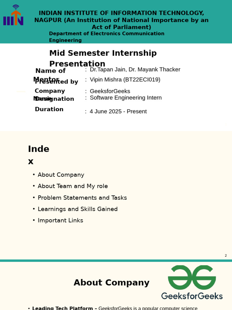 Mid Sem Internship Presentation | PDF | Computer Programming | User ...