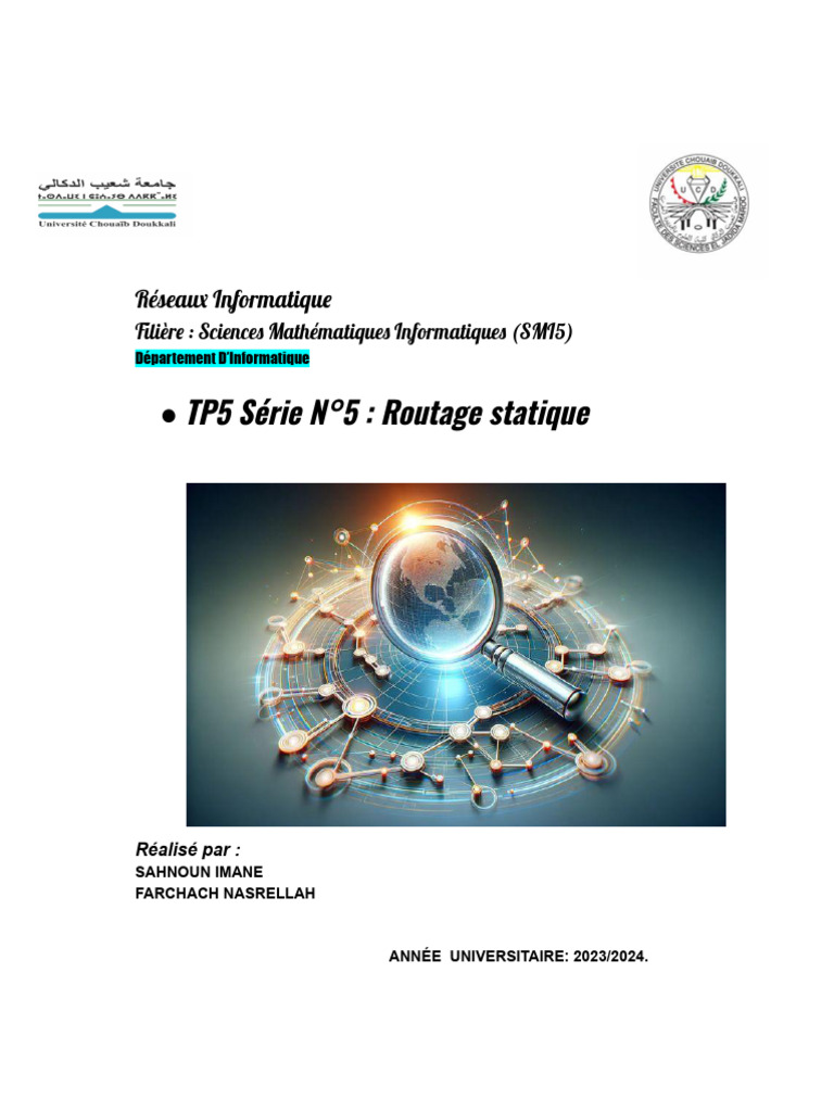 TP5 : Routage Statique avec Cisco Packet Tracer | PDF | Adresse IP ...