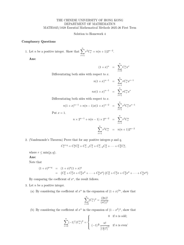 Solution To MATH1025 1028 HW4 | PDF | Abstract Algebra | Elementary ...