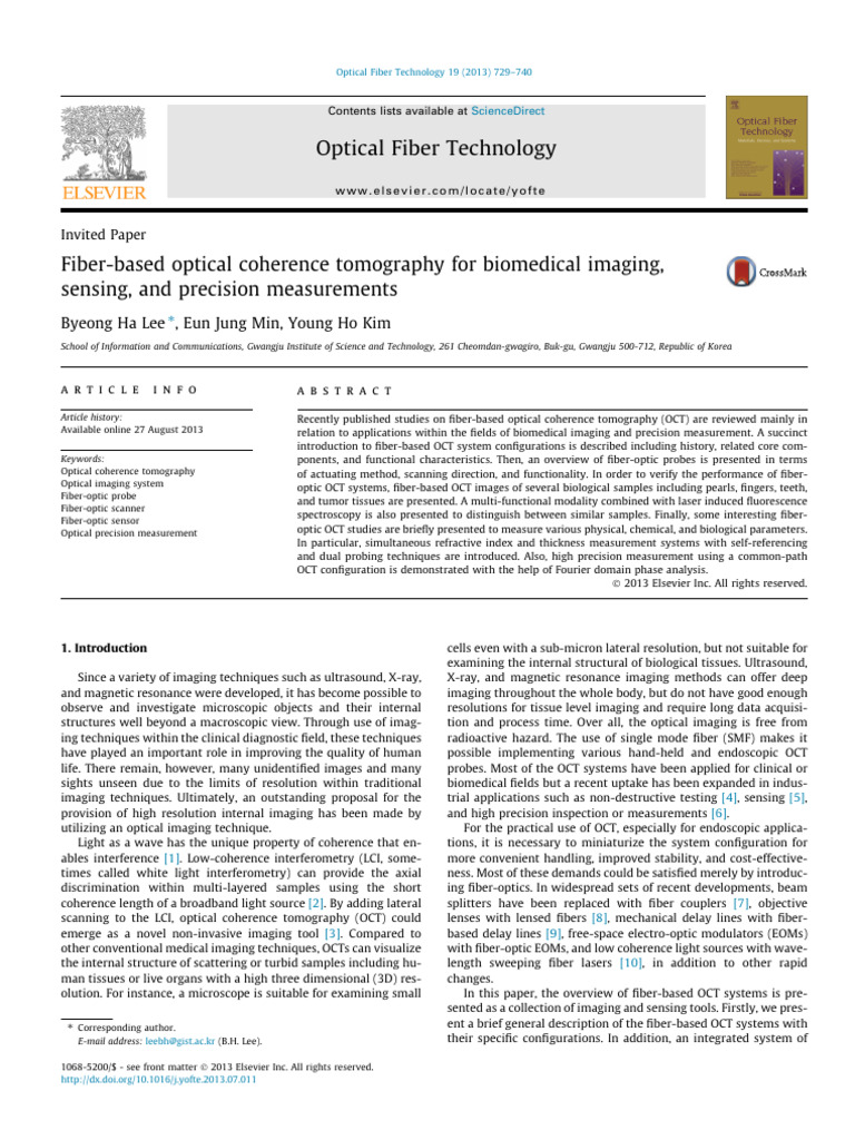 Fiber-Optic OCT in Biomedical Imaging | PDF | Interferometry | Optical ...