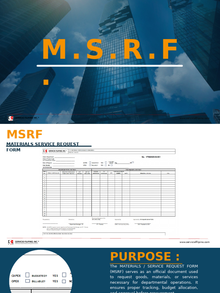 Materials Service Request Form Guide | PDF | Procurement