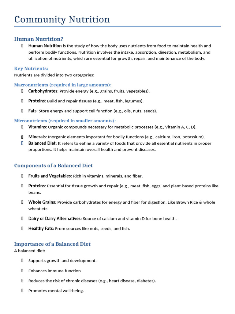 Community Nutrition | PDF | Food Energy | Human Nutrition