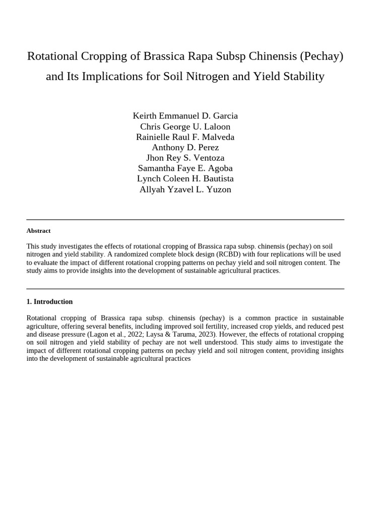 Rotational Cropping Effects on Pechay Yield | PDF | Agriculture | Crop ...