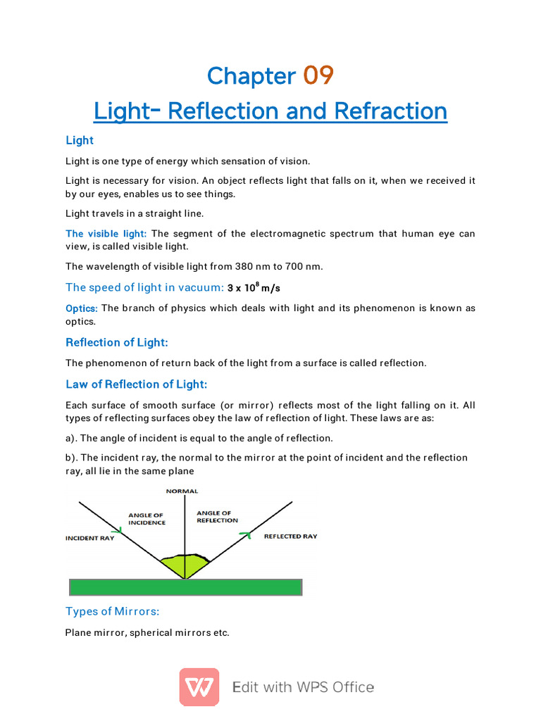 Light Reflection and Refraction Explained | PDF | Mirror | Optics