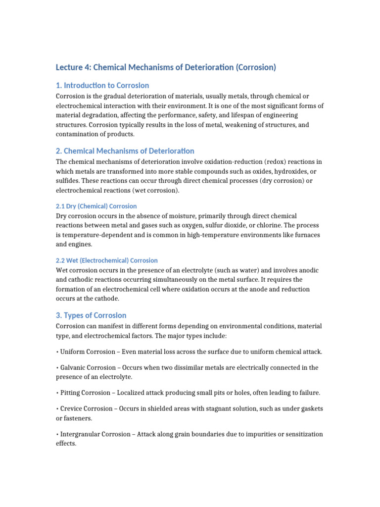 Chemical Mechanisms of Corrosion | PDF | Corrosion | Redox