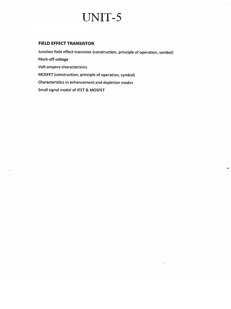 Edc Unit 5 Fet&Mosfet | PDF