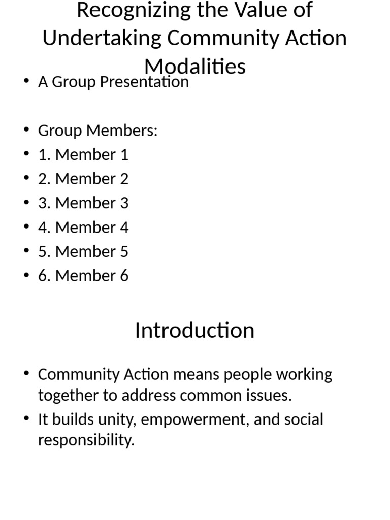 Recognizing Community Action Modalities Presentation | PDF | Non ...