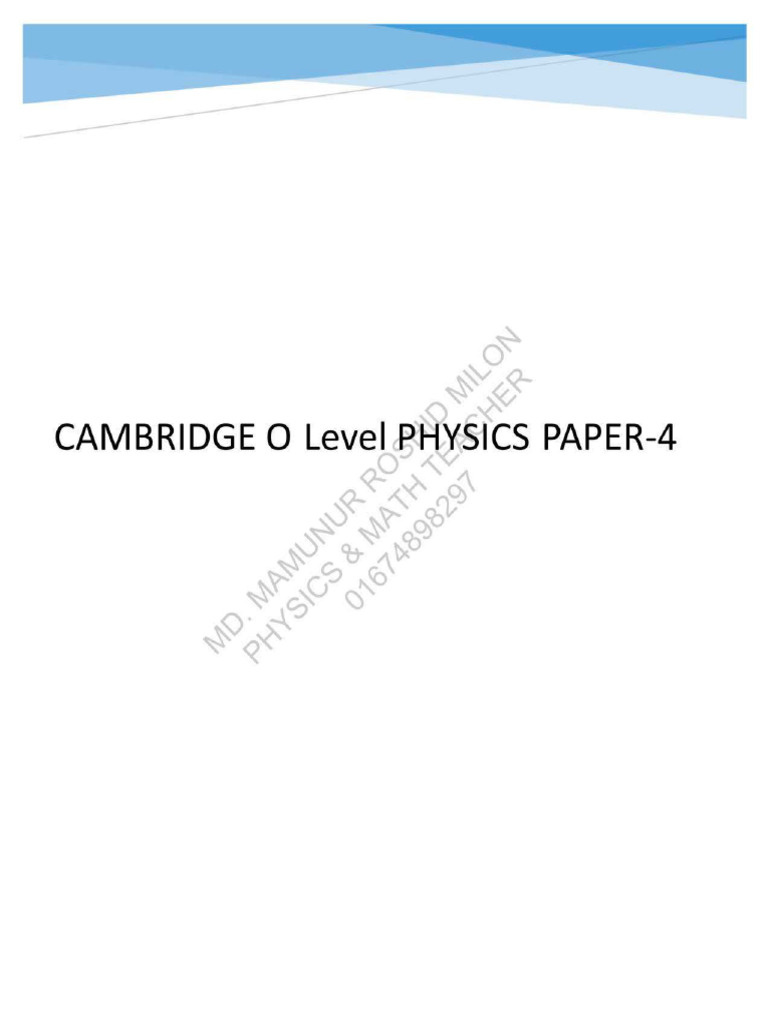Paper 4 Exam: Physics Experiment Skills | PDF | Pendulum | Significant ...