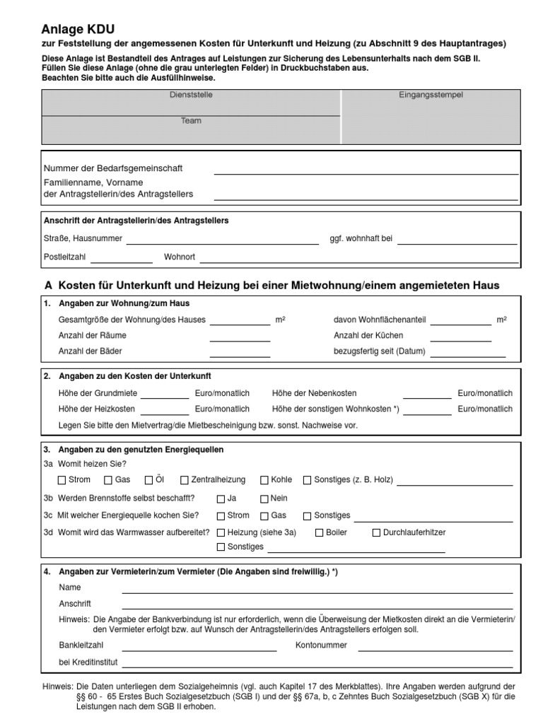 Anlage Kdu Kosten Der Unterkunft U Heizung